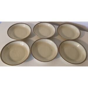 Set of 6-Heinrich Ivory Body Supreme Black Gold Trim 5.5" Fruit Berry Bowl